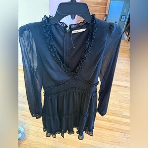 Miami Black Sheer Ruffle Mini Dress – Size S